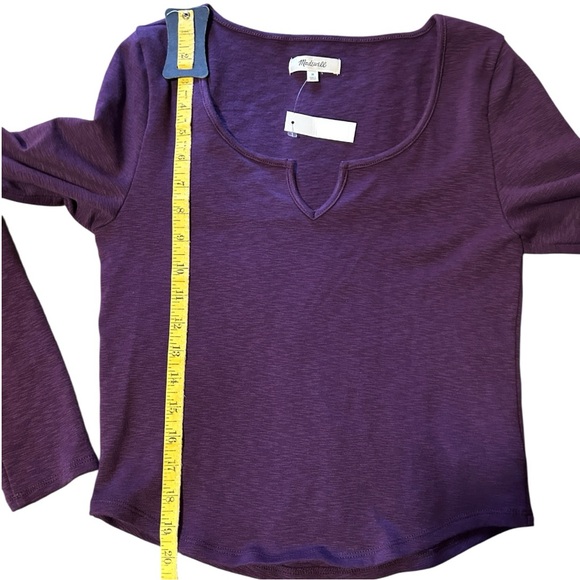 NWT Madewell Splitneck Long Sleeve Shirt Cropped Top Purple Heather Size Medium - Picture 11 of 11